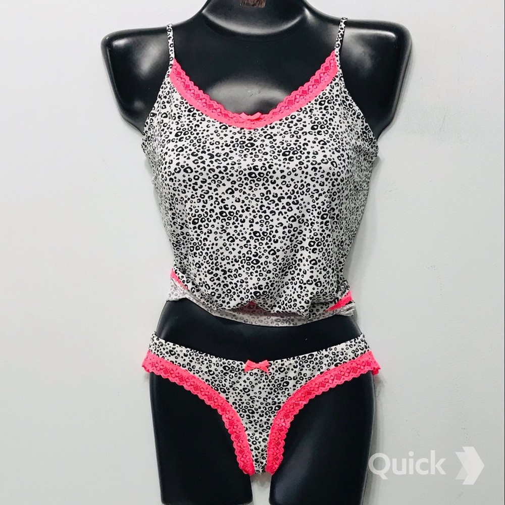 NWT Soft Leopard Lace Trim Sleepwear Set - 2 pcs Set